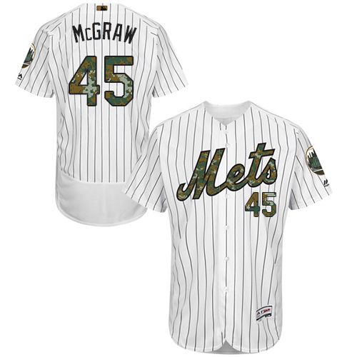 Mets #45 Tug McGraw White(Blue Strip) Flexbase Authentic Collection Memorial Day Stitched MLB Jersey